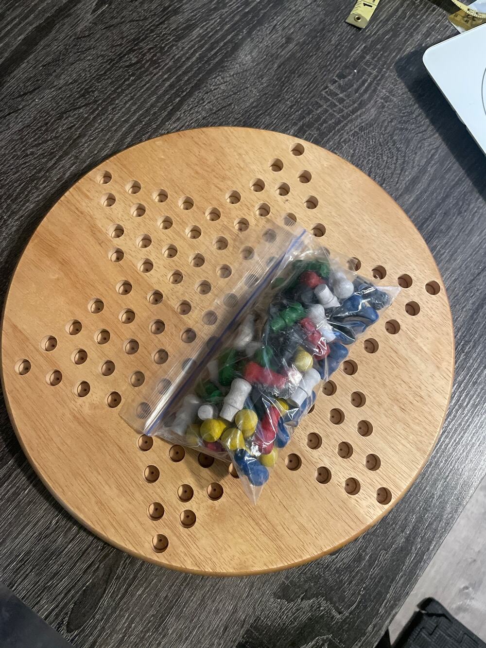 Wooden Chinese Checkers board and wooden colored pegs